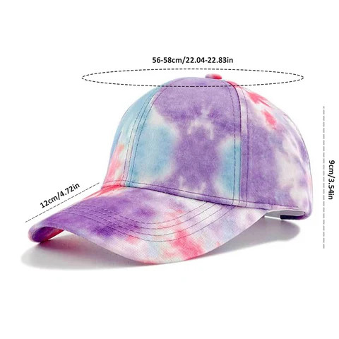 Wholesale Polyester Printed Tie Dyed Baseball Cap Hip Hop Color Block Graffiti Men/ Womens Gradient Sunshade Hat