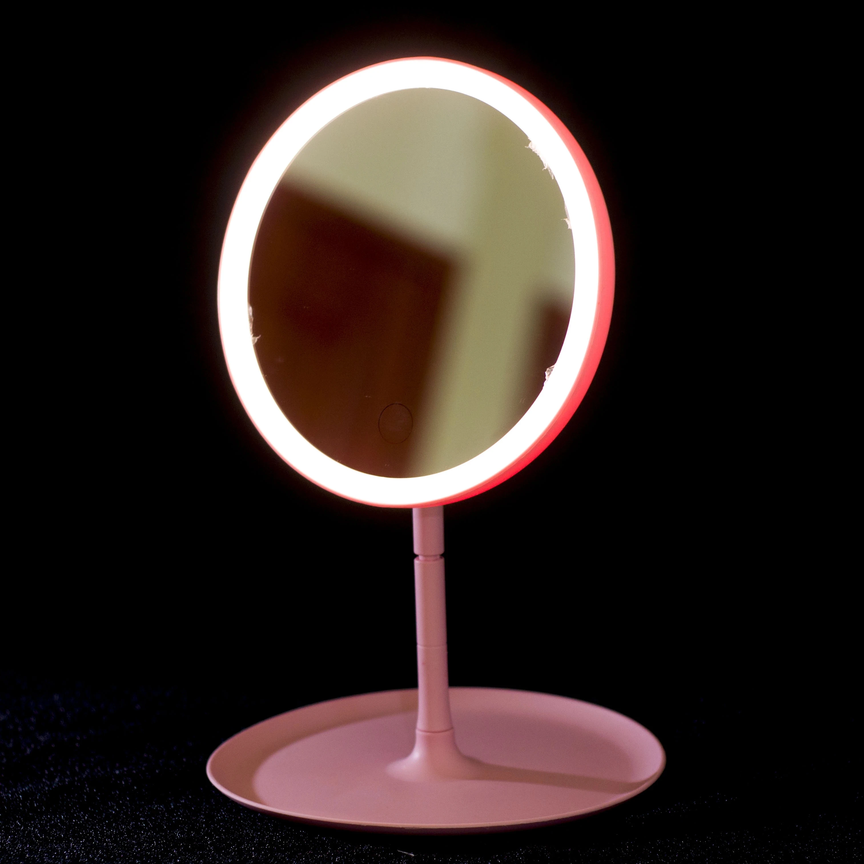 Wholesale price round rechargeable touch control LED makeup mirror with dimmable light