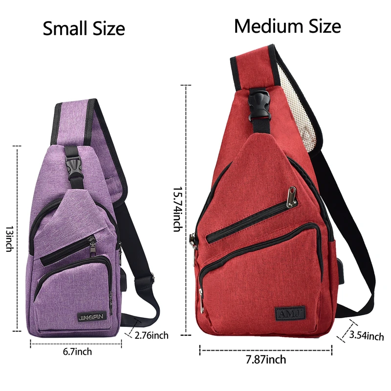 Wholesale Unisex Chest Bag Plus Size Shoulder Bag With USB Charging Sling Women Men Bags