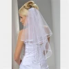 Wholesale White Double Ribbon Hem Center Cascade Bridal Wedding Veil