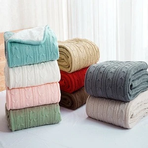 Wholesale Winter Thick Acrylic Vintage  Heavy Chunky Knitted Blanket