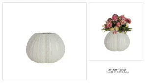 Wholesales Modern Luxury White Ceramic Sea Urchin Pottery Flower Vase
