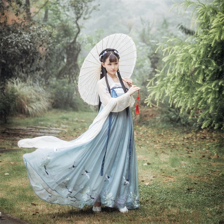 Woman Chinese Traditional Dance Costumes Elegant Fairy Performance Hanfu Embroidery Oriental Tang Ancient Photography Dress