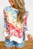 Women Casual Printed Blouse Multi Colored Tie Dye Long Sleeve Knit Top Gradient Ramp Tie Dye Print Shirts