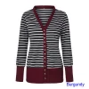 Women&#039;s Long Sleeve Cardigans Plus Size Striped Snap Button Down Sweaters Loose Fit Striped Cardigans