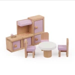 Wooden children diy castle villa room accessories set wooden simulation small furniture combination toys