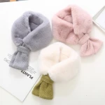 WoYing Women Plush Scarf Bib Female Imitation Fur Winter Fur Collar Scarf