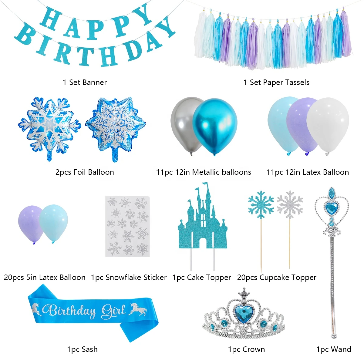 Ximen Stone  Frozen Birthday Party Supplies, Princess Elsa Birthday Party Decorations  for Girls.