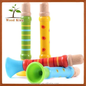 Yiwu Baby Kids Wooden Children Trumpet Musical Play Toys Infants Toy Flute Tuba Instrument