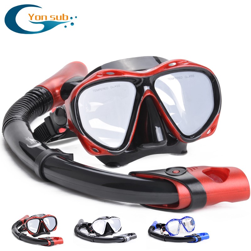 YONSUB myopia tempered dive optical lens mask scuba diving mask snorkel set underwater anti fog and tube diving equipment