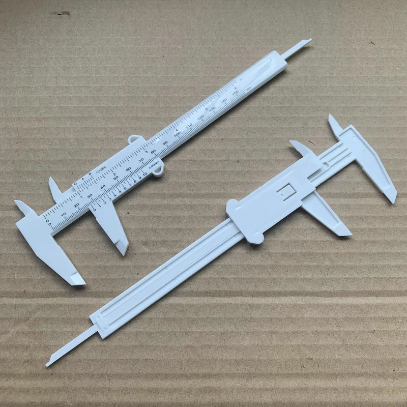 0-150mm White Light Weight Stationery Gifts Custom Logo Imprinting Daily Tool Analog Microme Ter Measure Plastic Vernier Caliper