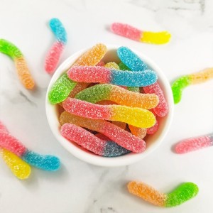 Fizzy Sour Halal Worms Gummy Candy