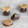 Hot Selling 3pcs 12oz 350Ml Kitchen Glass Container Storage Food Glass Jar With Wooden Lid
