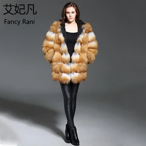 025 Fur manufacturers wholesale custom-made red fox fur coat in the long coat with hats