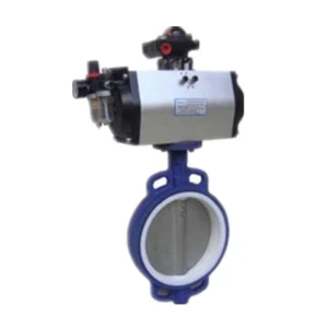 pneumatic ductile iron body & ss304 disc ss410 shaft ptfe seal wafer type butterfly valve