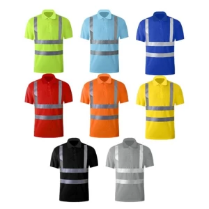 Dry Fit Polo Short Bright Custom Logo Men Workwear Long Sleeve Work T-Shirt Safety Reflective T Shirt