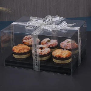 Transparent Cupcake Muffin Packaging PET/ PVC Plastic Box