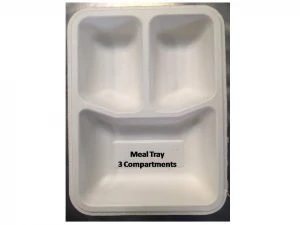 Meal Tray 3 Compartments Biodegradable Sugarcane Bagasse Pulp Made