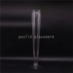 export customized hand made mouth blown clear glass vase for wedding decoration