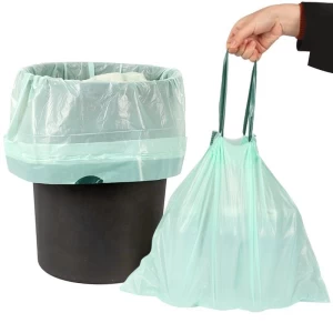 Drawstring household thickened automatic closing kitchen point-breaking hand-held rope disposable garbage bag