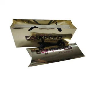 gold card paper shopping bags with Logo
