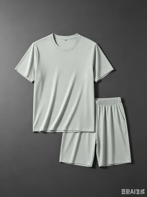 Men Loose Fit Cotton Pajama Set Casual Soft Sleepwear Home Loungewear