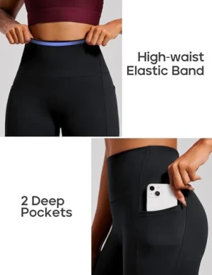 Women Compression Scrunch Butt Yoga Leggings with Pockets No Front Seam High Waist Tummy Control Gym Pants