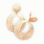 Textured Metal Round Clip on Earrings