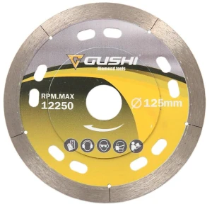 Factory Wholesale GUSHI Tools 115/125mm Continuous Rim Diamond Cutting Saw Blades for Granite