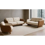 Italian Luxury Solid Oak Lounge Chair with Ottoman Modern Leisure Sofa Living Room