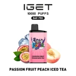 Wholesale IGET BAR PRO 10K Passion Fruit Peach Iced Tea Australia NSW 20mL 50mg 2000mAh Mesh Coil Best Bulk Price