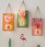 1 Set Glass LED Fairy Lights Artificial Flower Wall Hanging Lights Rustic Art Party Wedding Home Decor
