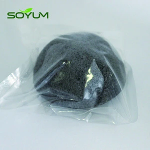 100% Natural Activated Charcoal Konjac Sponge For Skin Care