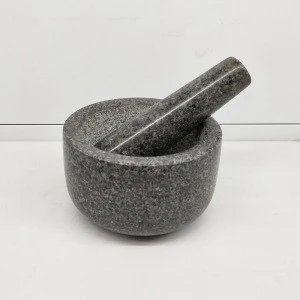 100% natural granite mortar and pestle with polished surface