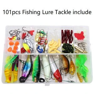 101pcs artificial fishing tackle lure kit  minnow VIB soft plastic fishing bait set fishing lure