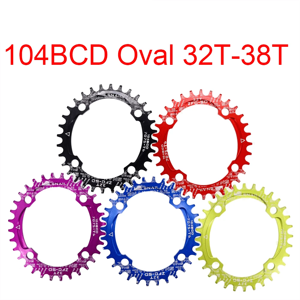 104BCD 32T/34T/36T Oval Shape Narrow Wide Bicycle Crank MTB Bike Crankset Single Tooth Disc Bicycle Chain Ring Chainwheel