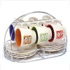 12 pcs ceramic coffee cup and saucer cheap porcelain tea and coffee set with stand