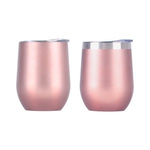 12OZ Stainless Steel Vacuum Insulated Wine Tumbler Cups Coffee Swig Mug with Lid