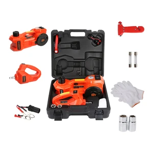 12V DC 3T Electric Hydraulic  Jack and Tire Inflator and  with Electric Impact Wrench Car Repair Tool Kit