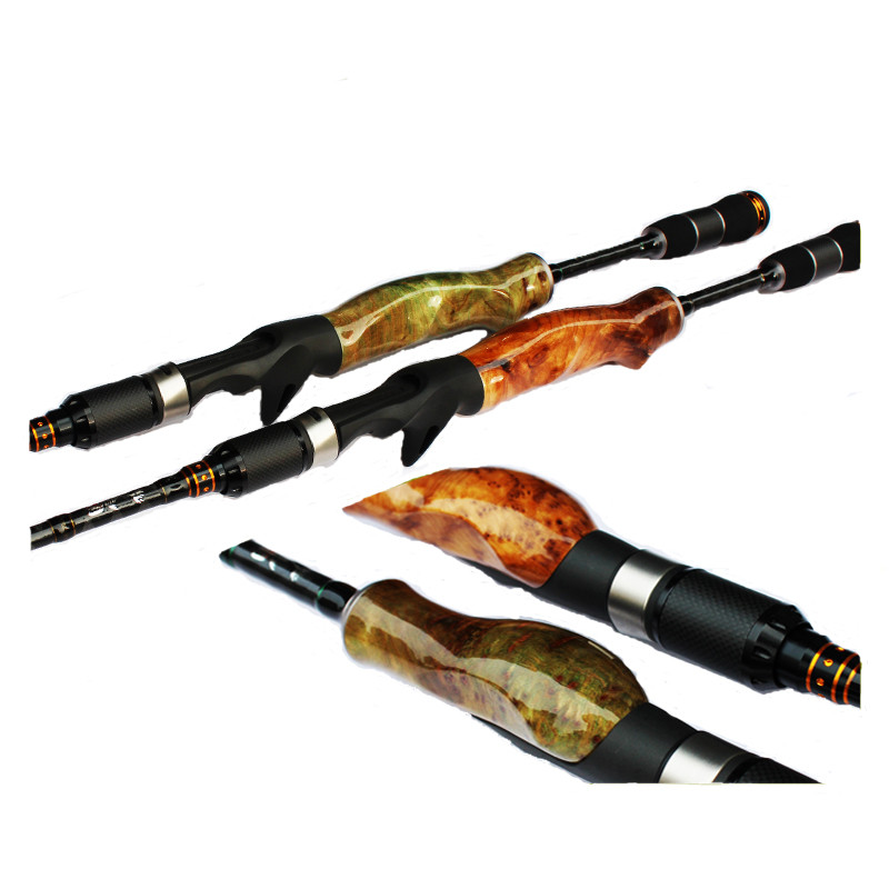 Buy 2 Sections Wood Handle Spinning Casting Rod 1.98m 2.1m 2.4m Ml/m/mh ...
