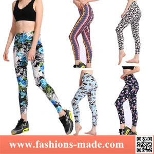 2017 Colorful Printed Brushed 92 Polyester 8 Spandex Leggings for Women