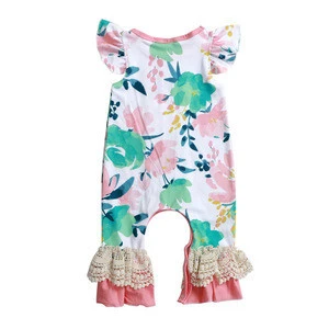 2018 Wholesale baby bodysuit girls clothing floral baby romper