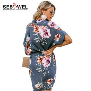 2019 Women Casual Kimono Summer Floral Dress