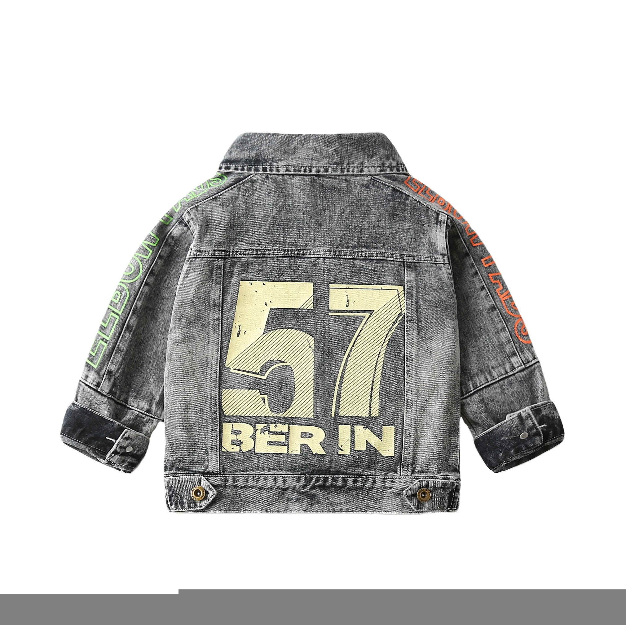 2020 High quality baby jeans jacket custom denim jean jacket printed kids denim jacket
