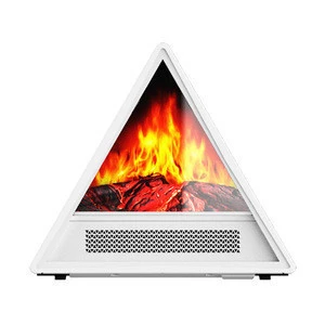 2020 New arrival triangle white Stove 2D flame portable mini electric fireplaces table