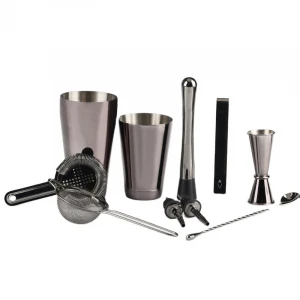 2021 Amazon Hot Stainless steel bartender Kit Gun Metal Premium Cocktail Shaker Gift Set