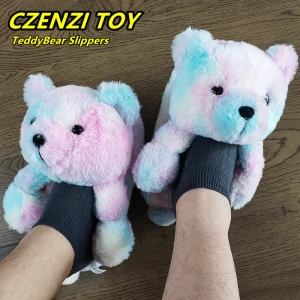 2021 Amazon Wholesale stuffed teddy bear slippers for summer womens slippers indoor hot sale fur animal slipper