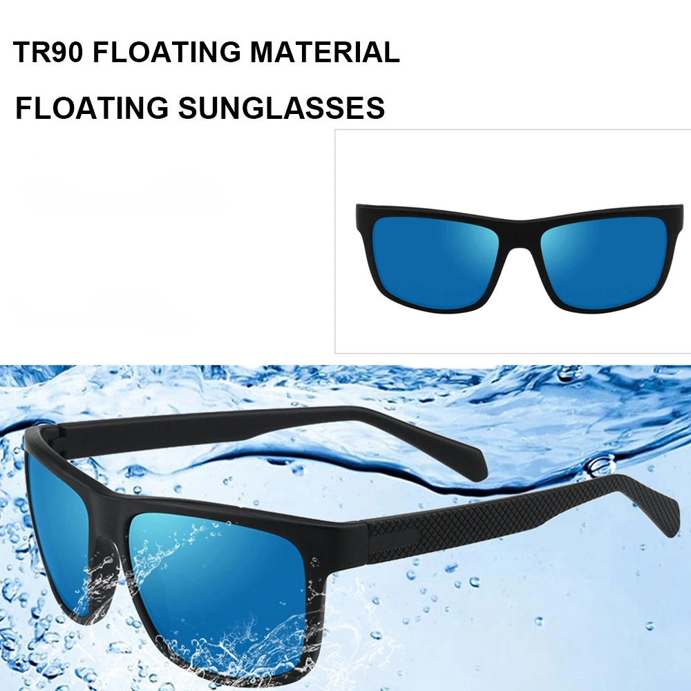 2021 New Arrival stylish square frame sports fishing sun shades Polarized TR90 floating sunglasses men shades sun glasses