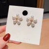 2021 Stylish Simple Exquisite Frosty Wind Flowers Baroque Pearl Stud Earrings For Women Girl Fresh Unique Jewelry Wholesale