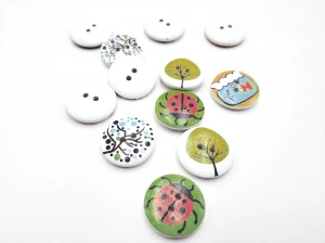 20mm Two Hole Mix Pattern Wood Buttons, High Quality 15mm Wood Buttons 11/pk